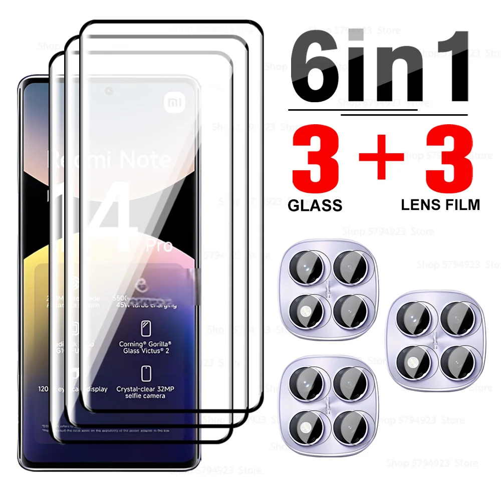 6in1 Note14ProPlus Curved Protect Glass For Xiaomi Redmi Note 14 Pro+ 5G Lens Glass Screen Protector Note 14 Pro Plus 14 ProPlus