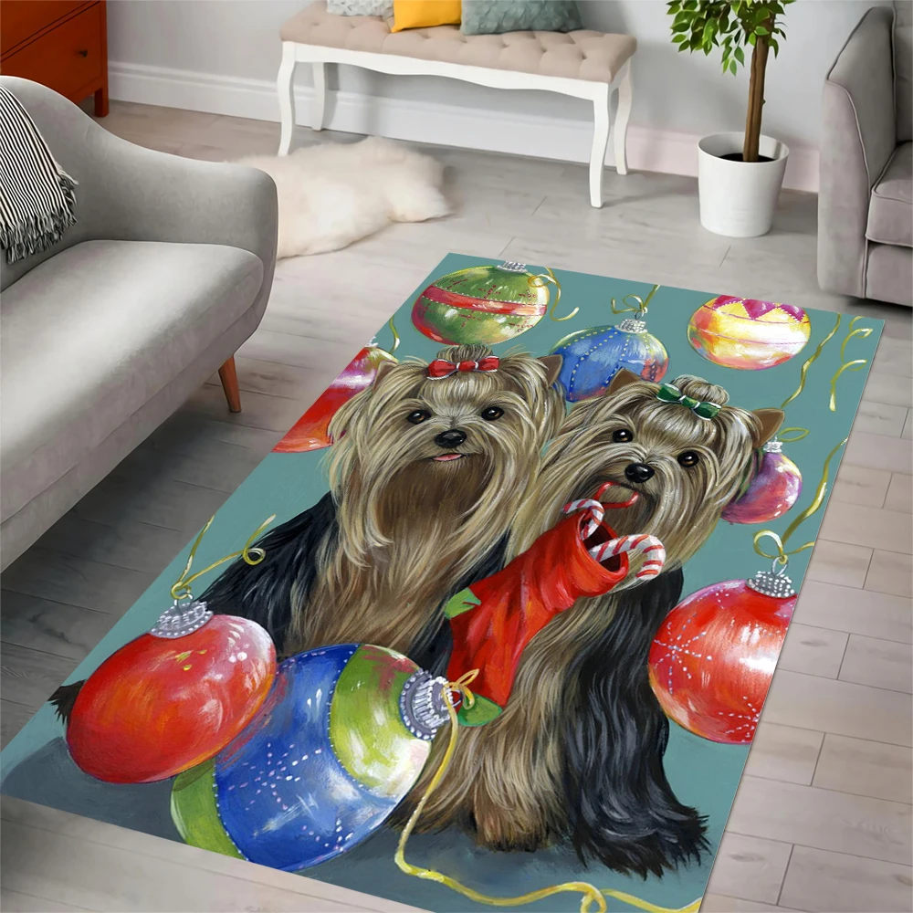 CLOOCL Christmas Carpet Funny Cute Rottweiler Bulldog 3D Printed Floor Mats Carpets for Living Room Home Decor Fistival Gifts