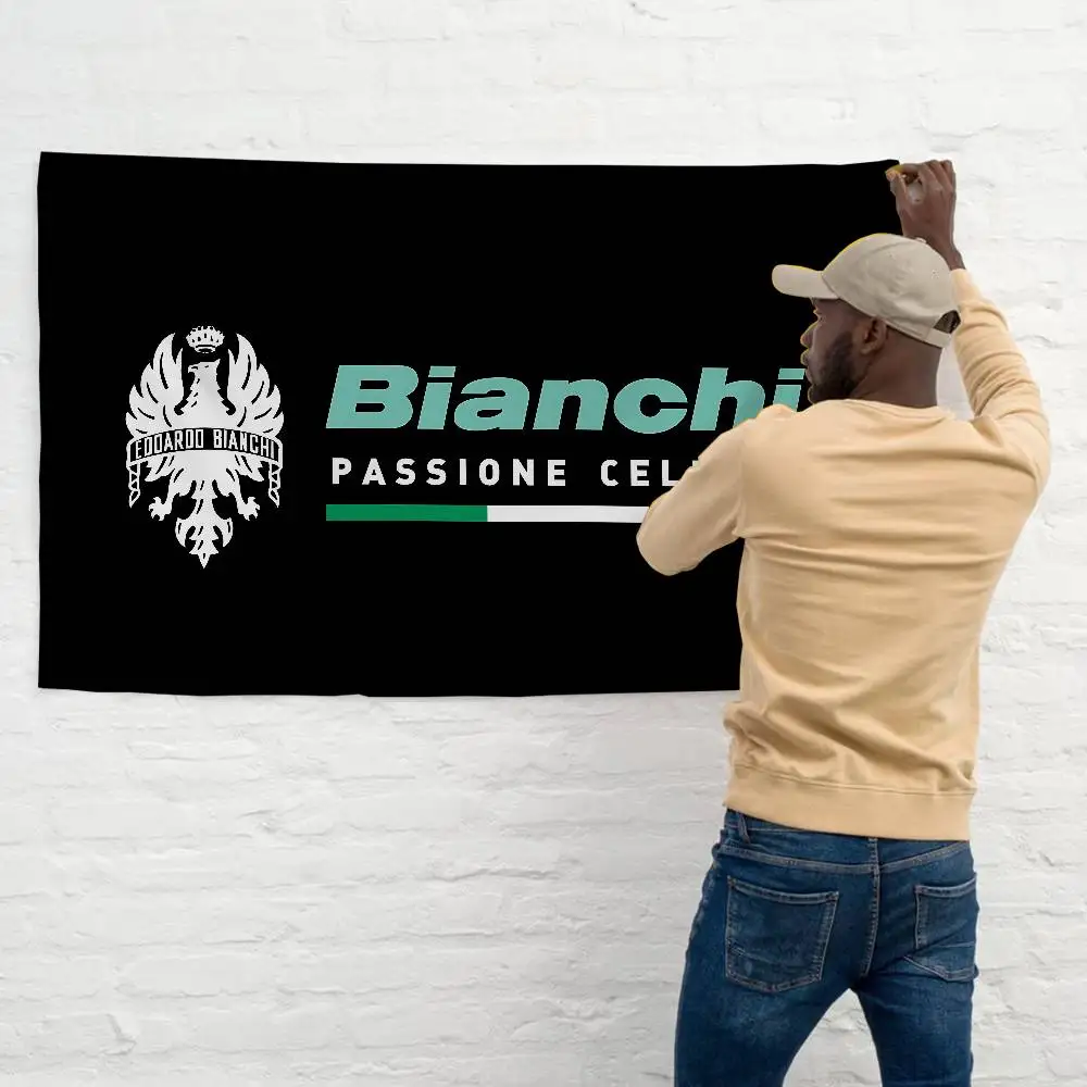 B-Bianchi - Bandera de pared japonesa con estampado artístico de bicicletas, decoración del hogar para colgar en la pared con diseño de anime