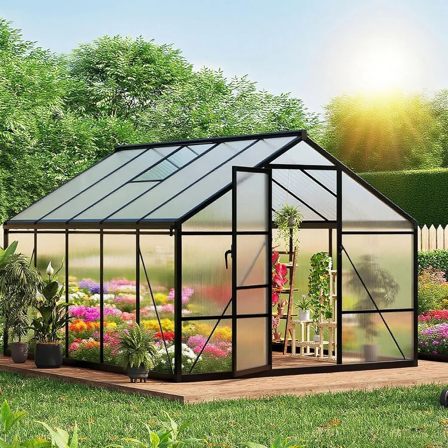 

Уличная теплица 8x10 футов с прочным полиэтиленовым покрытием, запираемой дверью, регулируемым верхним вентиляционным отверстием и креплением к земле, на заказ