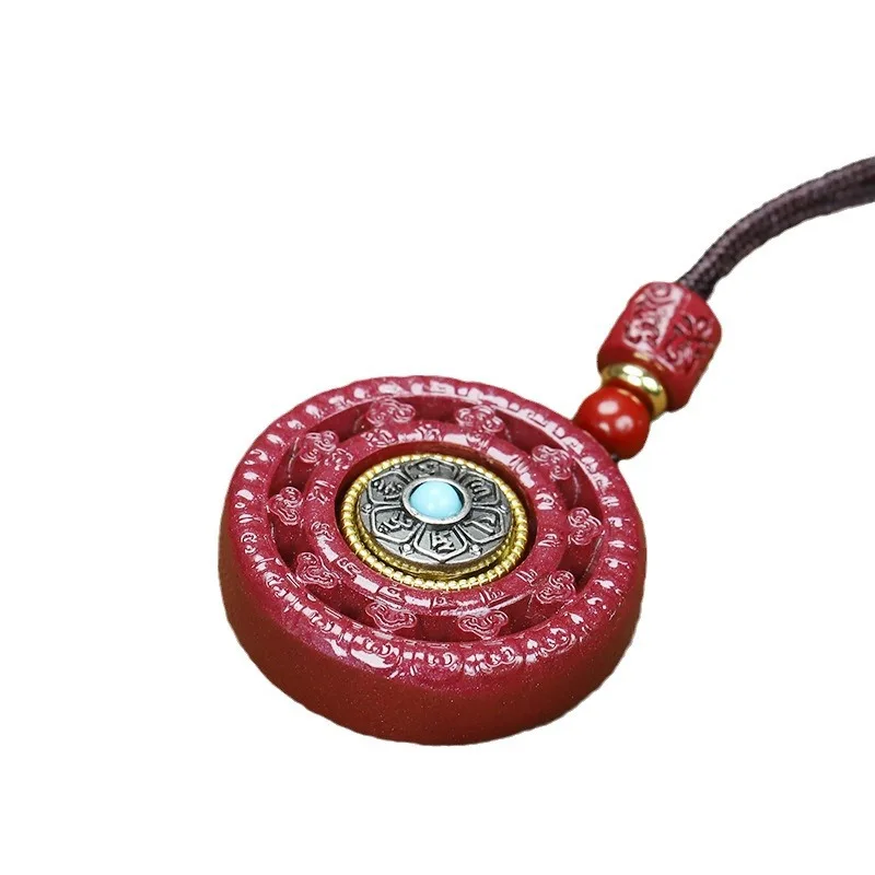Natural High-Content And Purple Gold Sand Six-Character Mantra Rotating Necklace