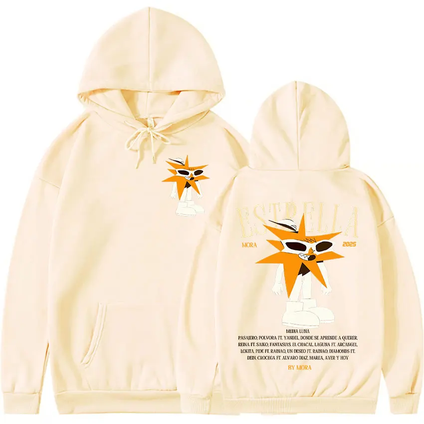 مغني الراب مورا جولة 2025 ألبوم ميرش هودي رجل إمرأة خمر الجمالية البلوز البلوز Y2K موضة عالية الجودة هوديس الخريف