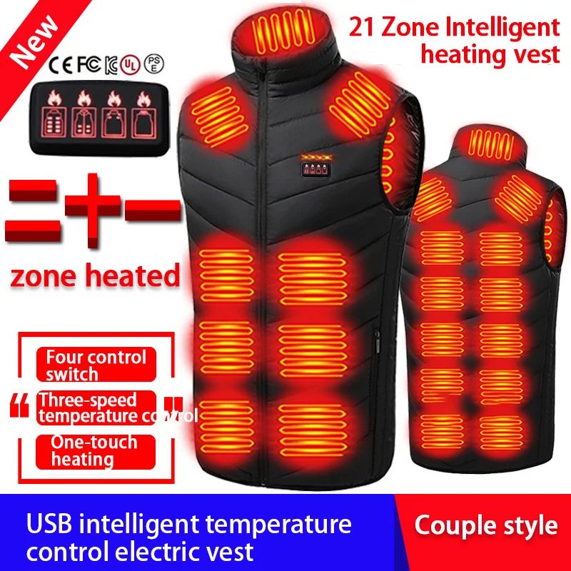 

21Zone Heated Vest for Men Women Smart Temperature Control Electric Heated Jacket Outdoor Ski Camping Hiking Winter Thermal Vest
