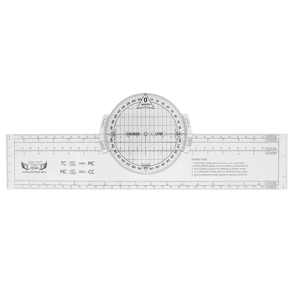 

13.2"x 2.4" Plastic Rotating Plotter for Aeronautical Chart VFR Navigation