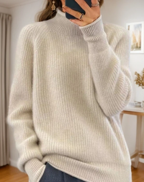 High Neck Solid Color Knitted Sweater Top Multi-Color Pullover Sweater for Women 2024 Autumn Winter Sweater Solid Color Fashion