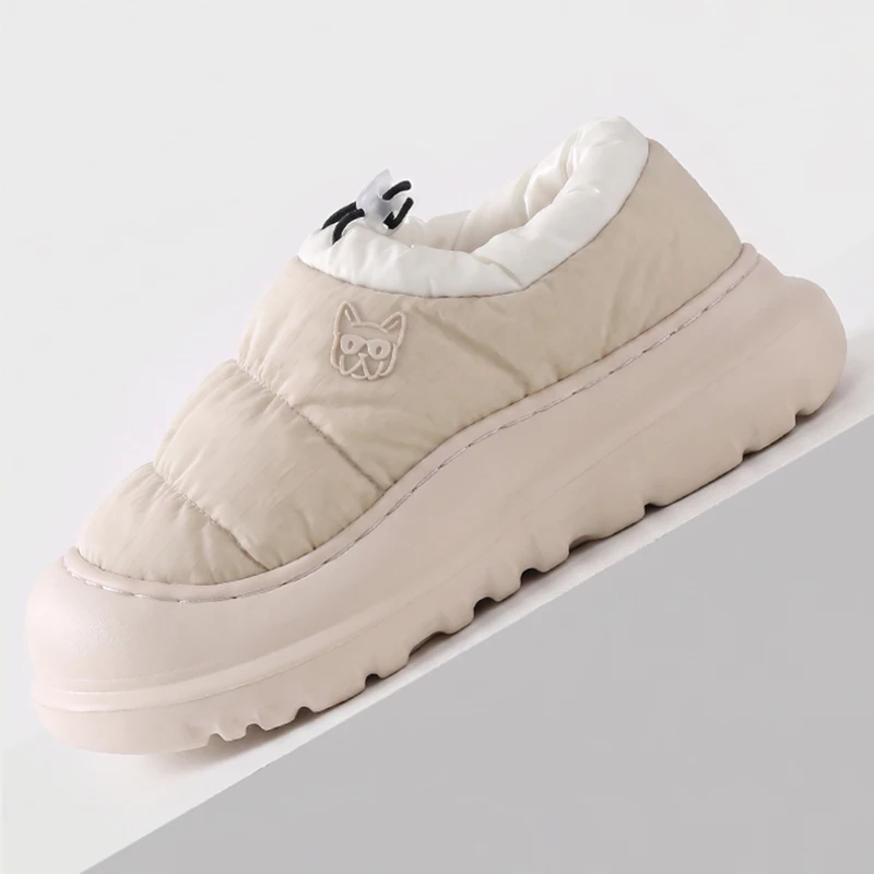 Winterliche, wasserdichte Plattform-Baumwollschuhe für Damen, rutschfeste Outdoor-Schuhe mit Absatz, warme Plüsch-Hausschuhe, runde Zehen, dicke Sohle, Schneestiefel. – Detail 6