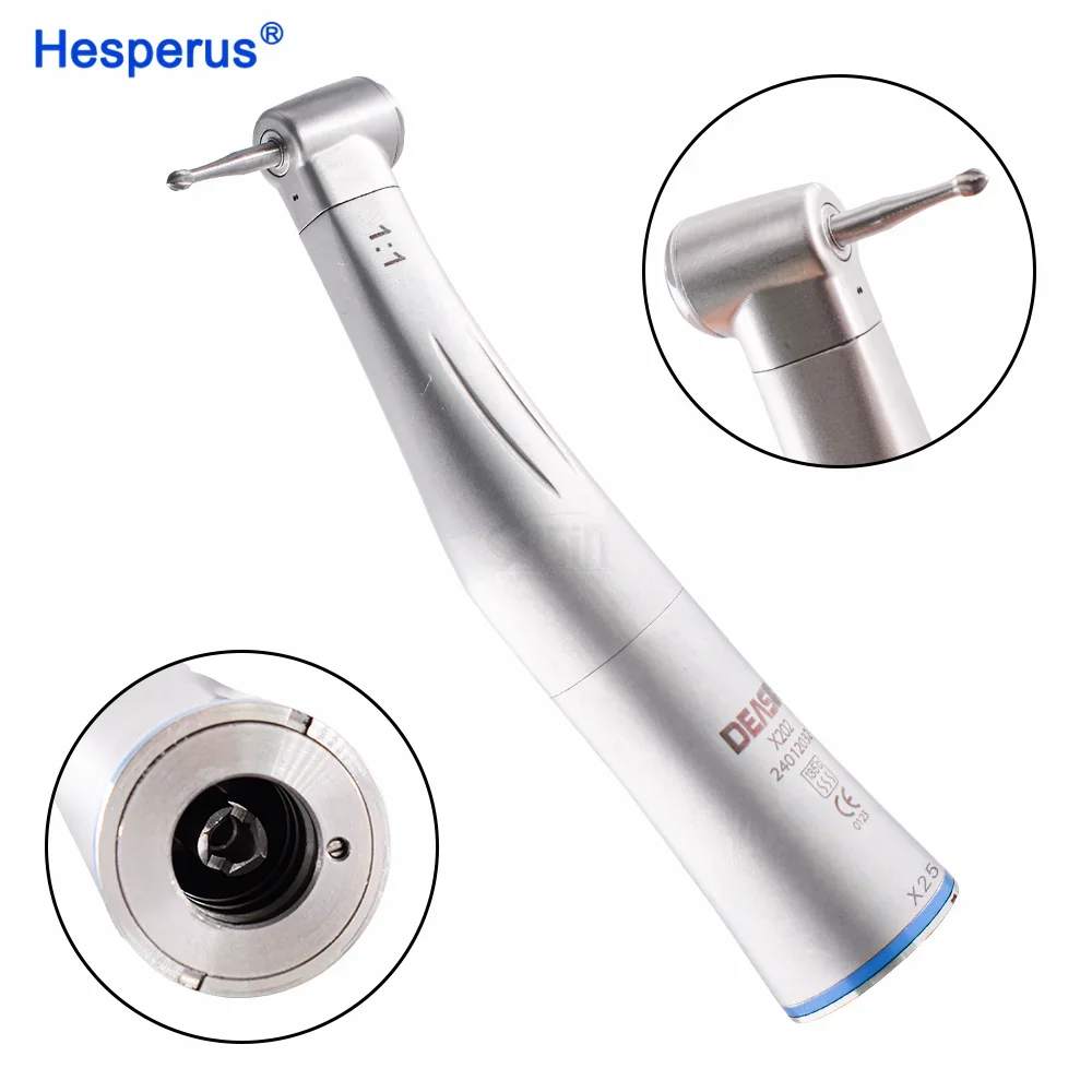 

Den tal 1:1Handpiece Internal Water Spray X25 Contra Angle Push Button Chuck Blue Ring Low Speed Handpiece