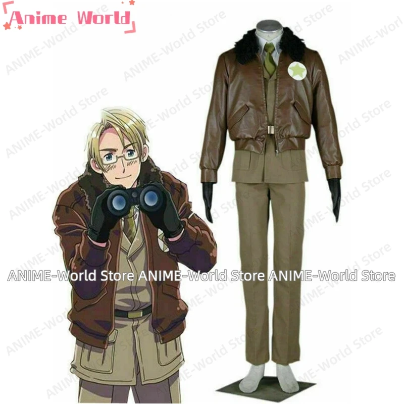 

《Custom Size》Axis Powers Hetalia APH America Army Uniforms Cosplay Costume Halloween Party Suit