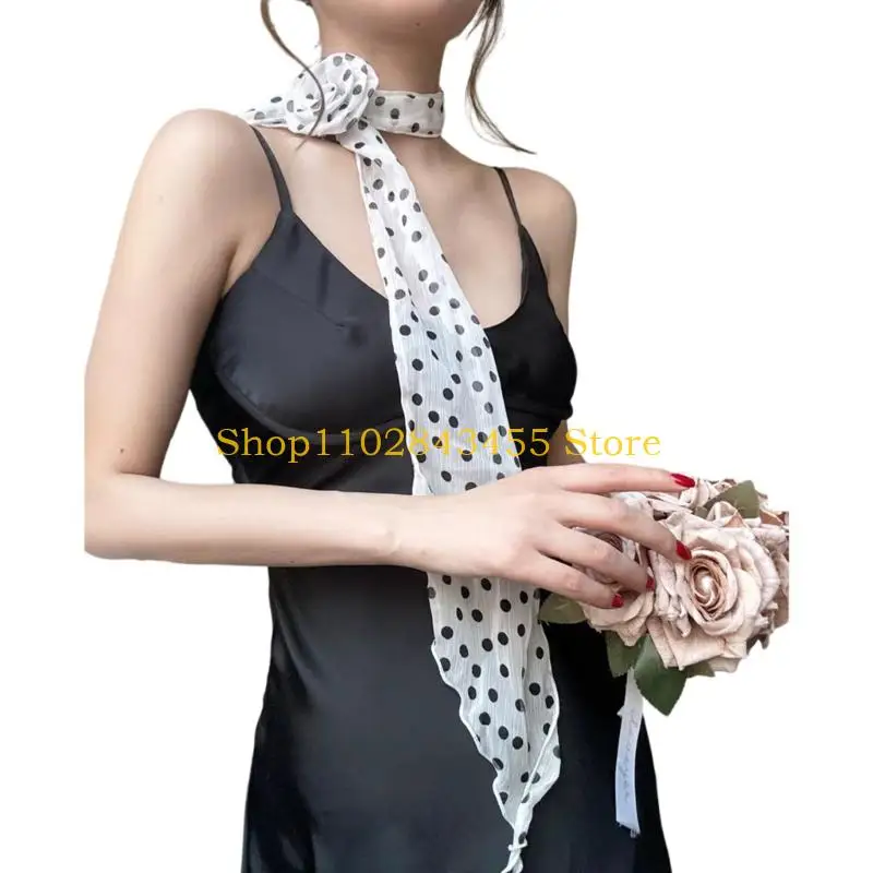 

49MC Fashion Soft Silk Dotted Scarf Waist Belt Great for Stylish Women Hair Decors and Wasit Decorative Accessories