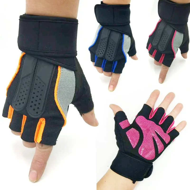 في الهواء الطلق كمال الاجسام الرياضة رياضة قفازات المعصم التفاف الوزن اللياقة البدنية الرجال قفازات نصف اصبع تنفس المضادة للانزلاق دعم قفازات نسائية