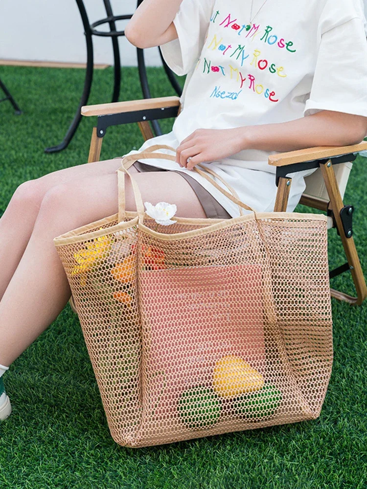 

Women's Mesh Shoulder Hobo Bag, Casual Beach Tote for Swimming, Pool & Daily Travel
