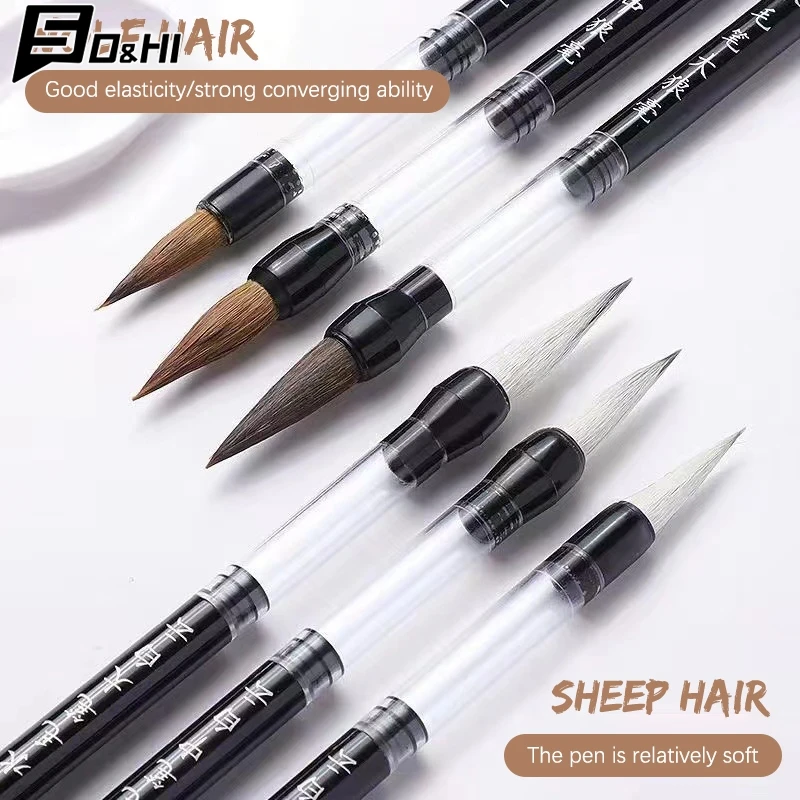 3Pcs Calligraphy Brush Set Water Storage Paint Brush Pen Automatic Suction Ink Wolf Hair Baiyun Soft Round Point Writing Brush