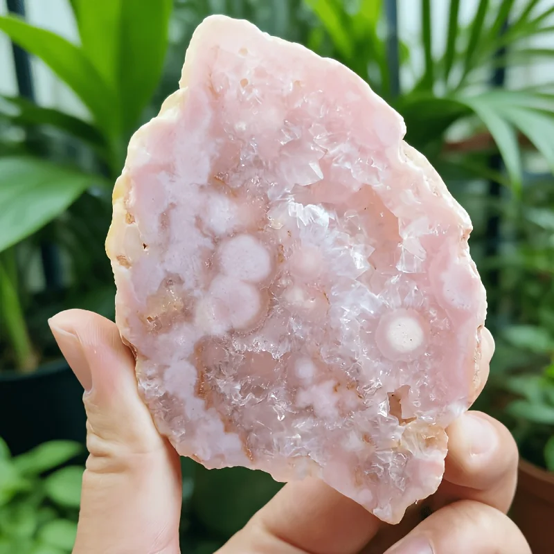 1pc Stunning Natural Pink Flower Agate Slabs Cherry Blossom Slice Unique Mineral Specimen for Home And Office Decoration