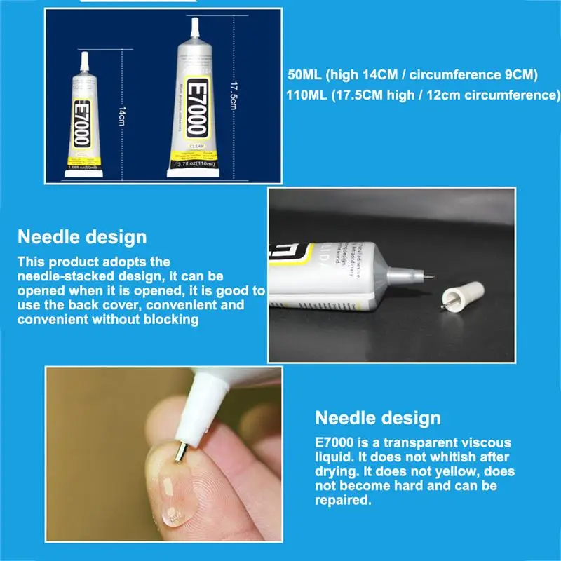 휴대폰 스크린 접착제, 투명 수리 접착제, 공예품용 다기능, 가정용 액세서리, 휴대폰 태블릿용 E7000 접착제, 50 ml, 110ml