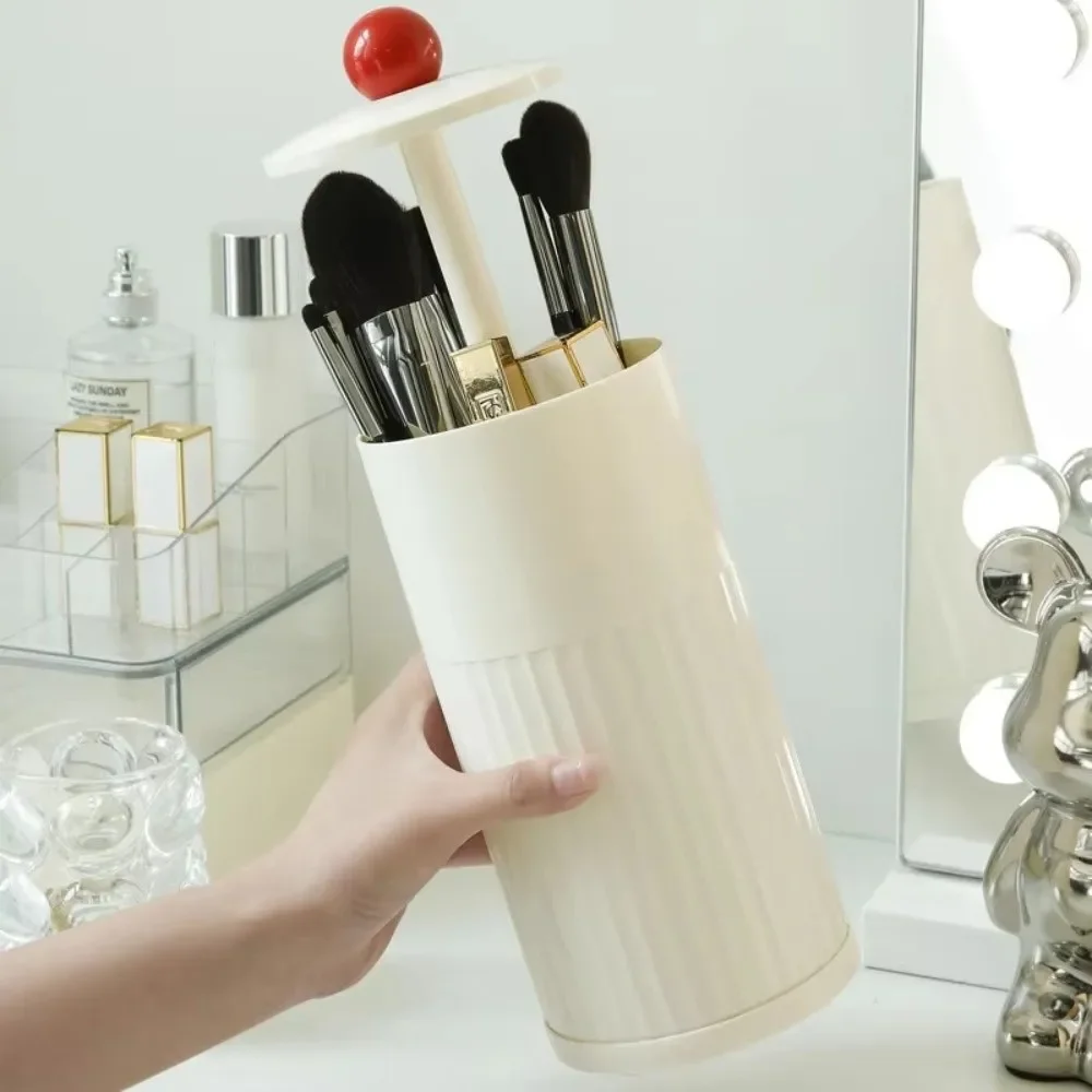 

Automatic Lifting Makeup Brush Storage Box Plastic Rotation Type Makeup Brush Organizer with Cover Press Lift Type