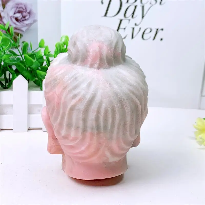 Natural Pink Opal Buddha Bead Statue Carving Crafts Healing Ornaments Home Decoration Christmas Present 1PCS