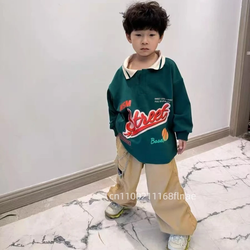 Costume da spettacolo di danza di strada per bambini, costume da ballo di strada per ragazzi hip-hop, set di passerelle di danza jazz per ragazze hip-hop