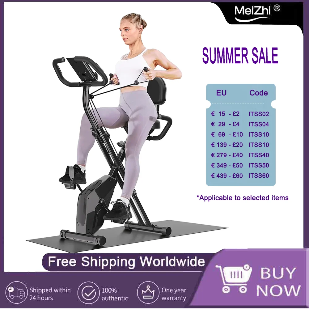 

Foldable Exercise Bike with 8 Resistance Levels:Indoor Cycling with Heart Rate Sensors and LCD Display for Home Fitness Training