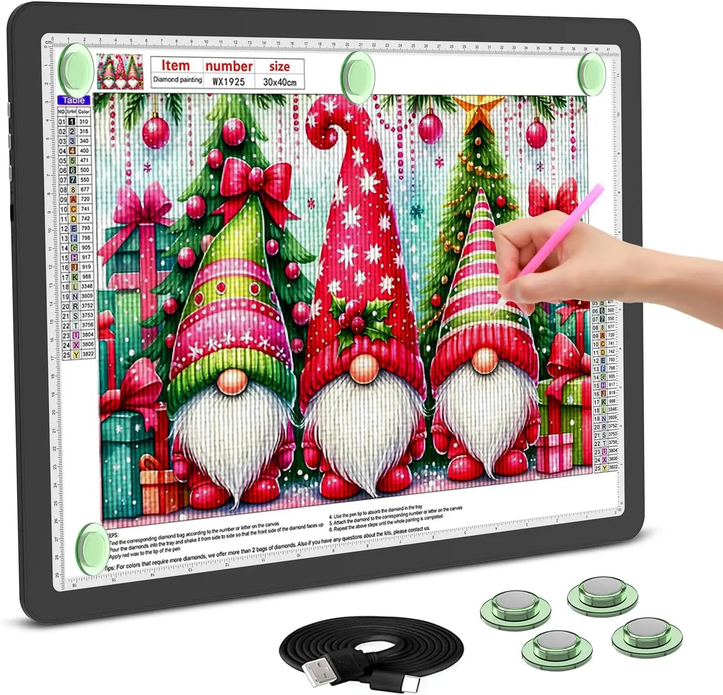 

Rechargeable A3 Light Box for Diamond Painting, 5600 Lux Tracing Pad with Side Buttons, 3 Colors & 6 Brightness Levels