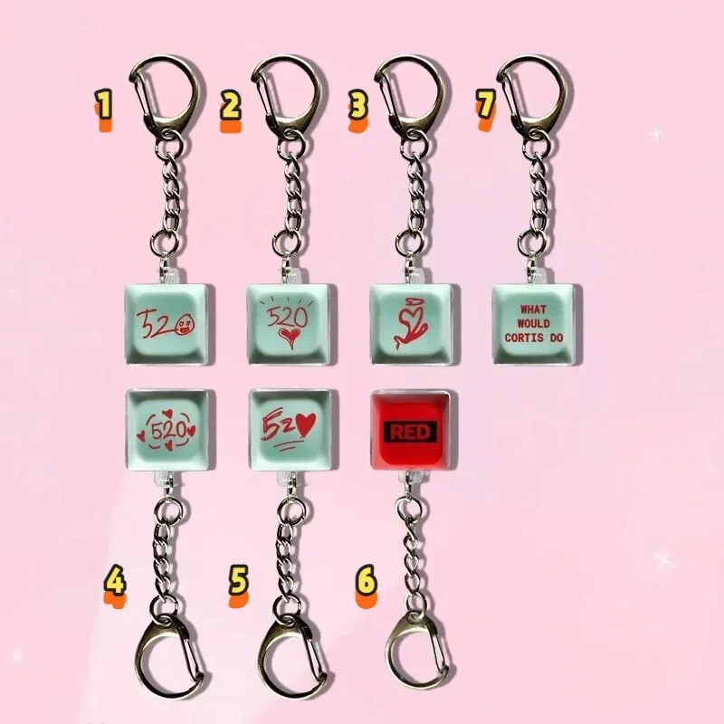7PCS CORTISS Luminous Fan Support Lucky Sign Keycap Keychain Creative Light Up Idol Merchandise Bag Hanging Ornament