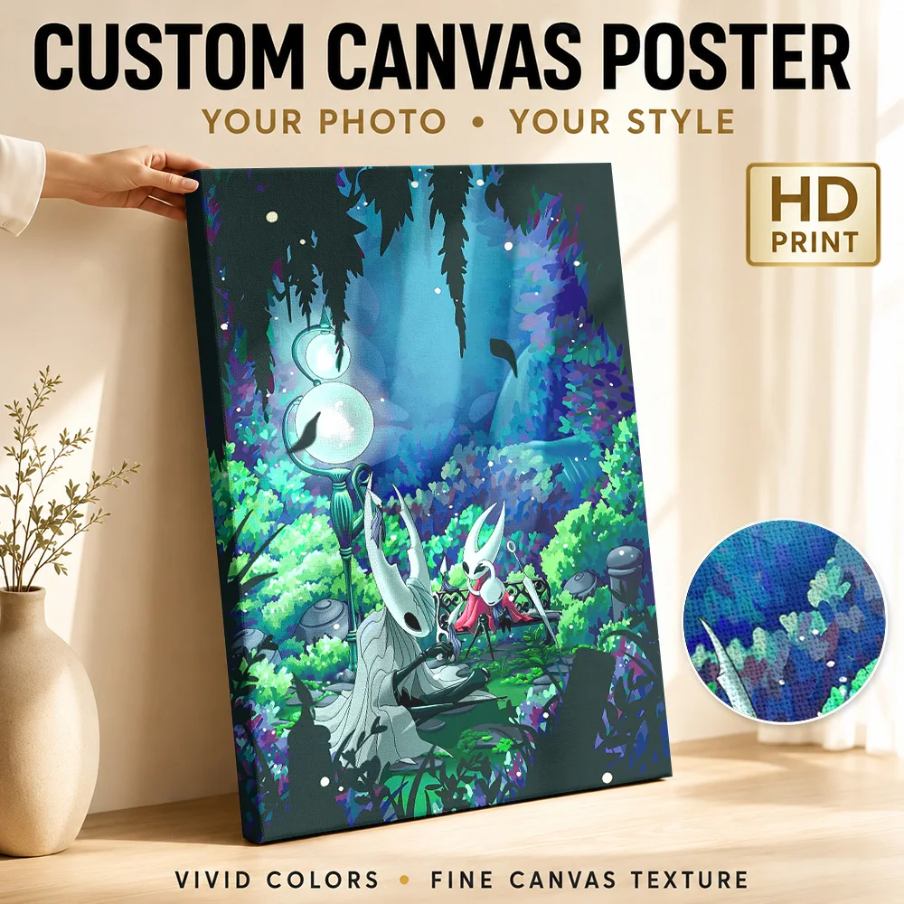 Hollow Knight Garden Wanderers Canvas Print Posters Gothic Style Wall Art With Customized Photo For Man Cave Ideal Birthday Gift