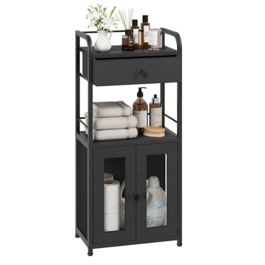 

14.57"x32.28" Bathroom Storage Cabinet Freestanding Toilet Paper Storage with Doors and Drawer Bathroom Organizers and Storage