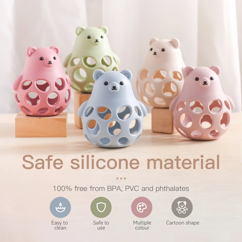 1Pc Baby Silicon Teether Toys BPA Free Silicone Cartoon Bear Soothing Dental Tooth Toy For Newborn Nursing Teething Toys Gift