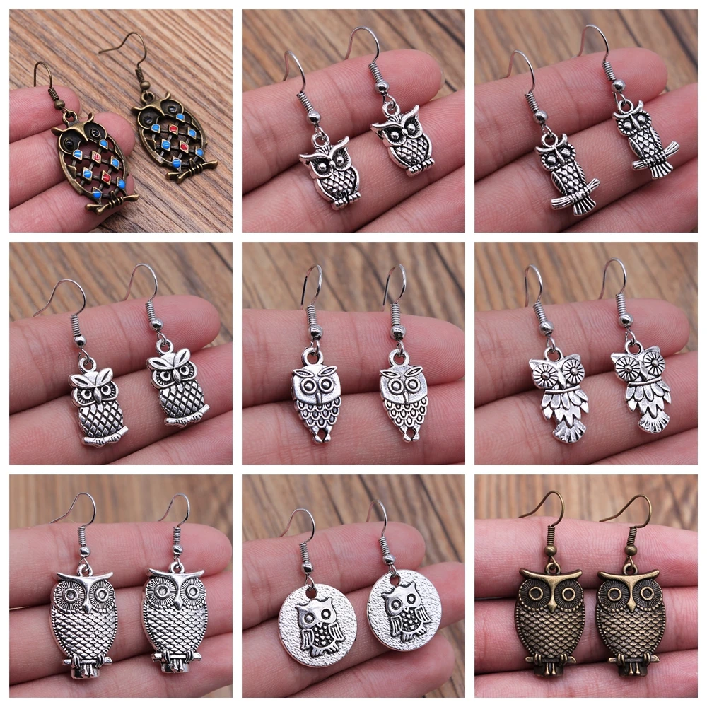 Vintage Wanita Perhiasan Grosir Gadis Ulang Tahun Pesta Klasik Burung Hantu Menjuntai Anting-Anting Bohemian Styleearrings untuk Wanita