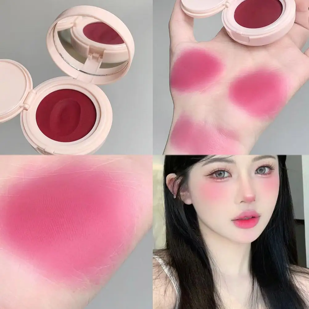 Mädchen rosa Gesicht erröten Schlamm Mousse erröten Palette Rose Wange Tönung Rouge mit Puff Make-up matten Pfirsich Rouge Kontur Schatten