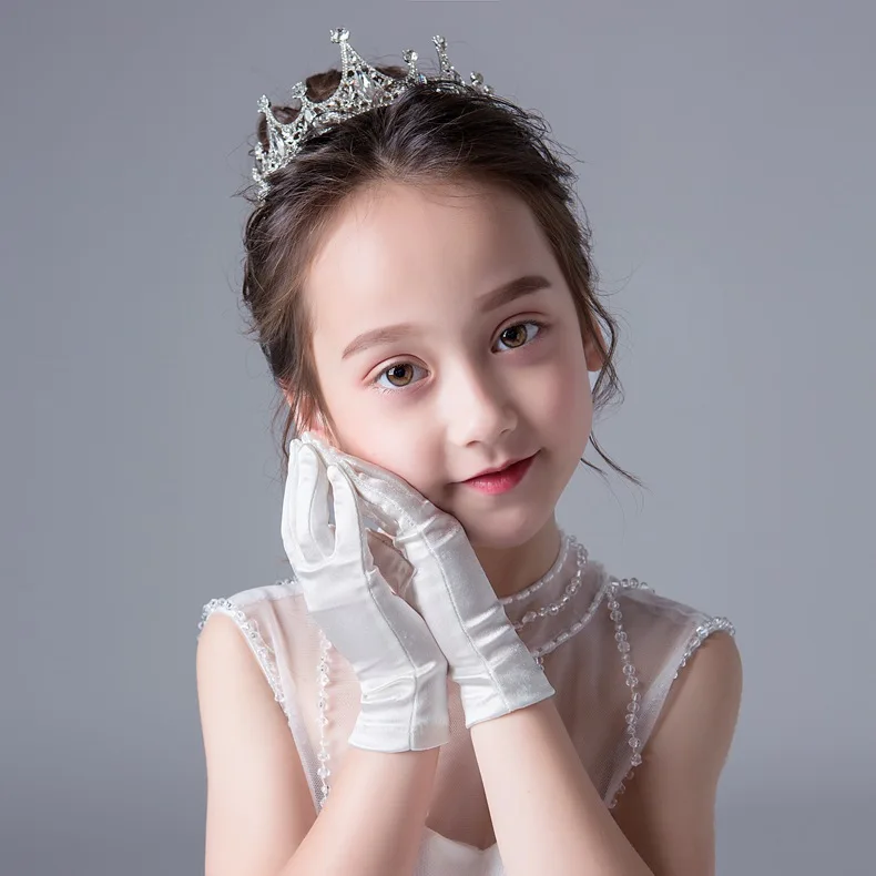 Kids Gloves White Flower Girl Wedding Dress Dance Show Child Size Soft Lightweight Fabric Elegant Party Stage Gift Cute New Fun