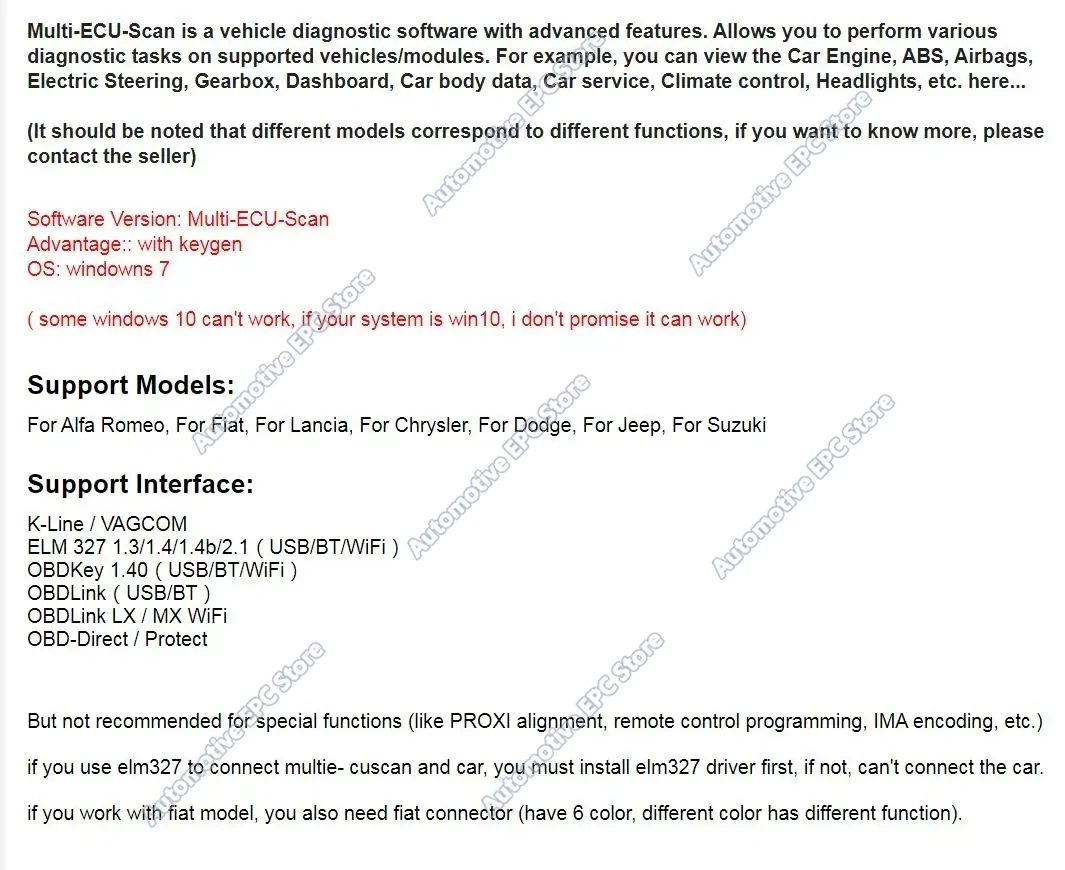 Picture 4: Newest Multiecuscan V5.3 Registered Unlimited Keygen for Fi/at Obd2 Scanner Multi Ecu Scan work for ELM327 OBDII Diagnostic Tool