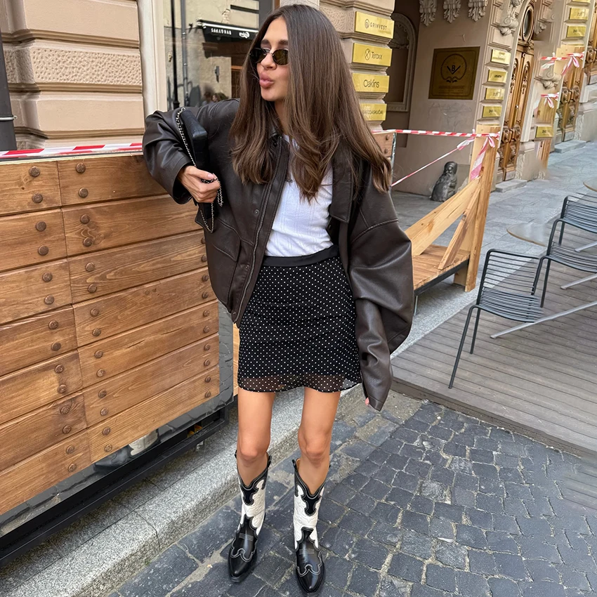 Linad Minigonne sexy a strati a pois Gonna in vita elastica in chiffon moda per donna Summer Street Chic Gonna corta Lady 2025