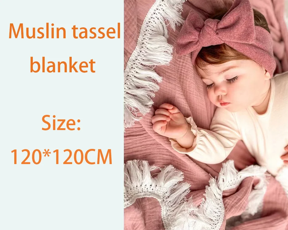 Bambu macio algodão bebê musselina swaddle cobertor set, envoltório infantil, algodão orgânico, Beanie cadeia, recém-nascido