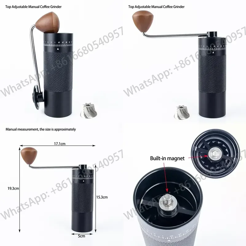 Top Adjustable Grinding Size Manual Coffee Grinder 7 Cores Conical Burr Portable Compact Coffee Hand Grinder Travel Coffee