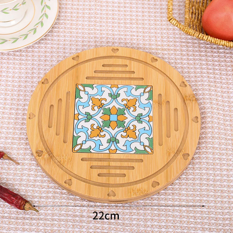Bamboe keramische placemat, hittebestendige tafelmat en potmat voor huishoudelijk gebruik, soep- en kookpotmat