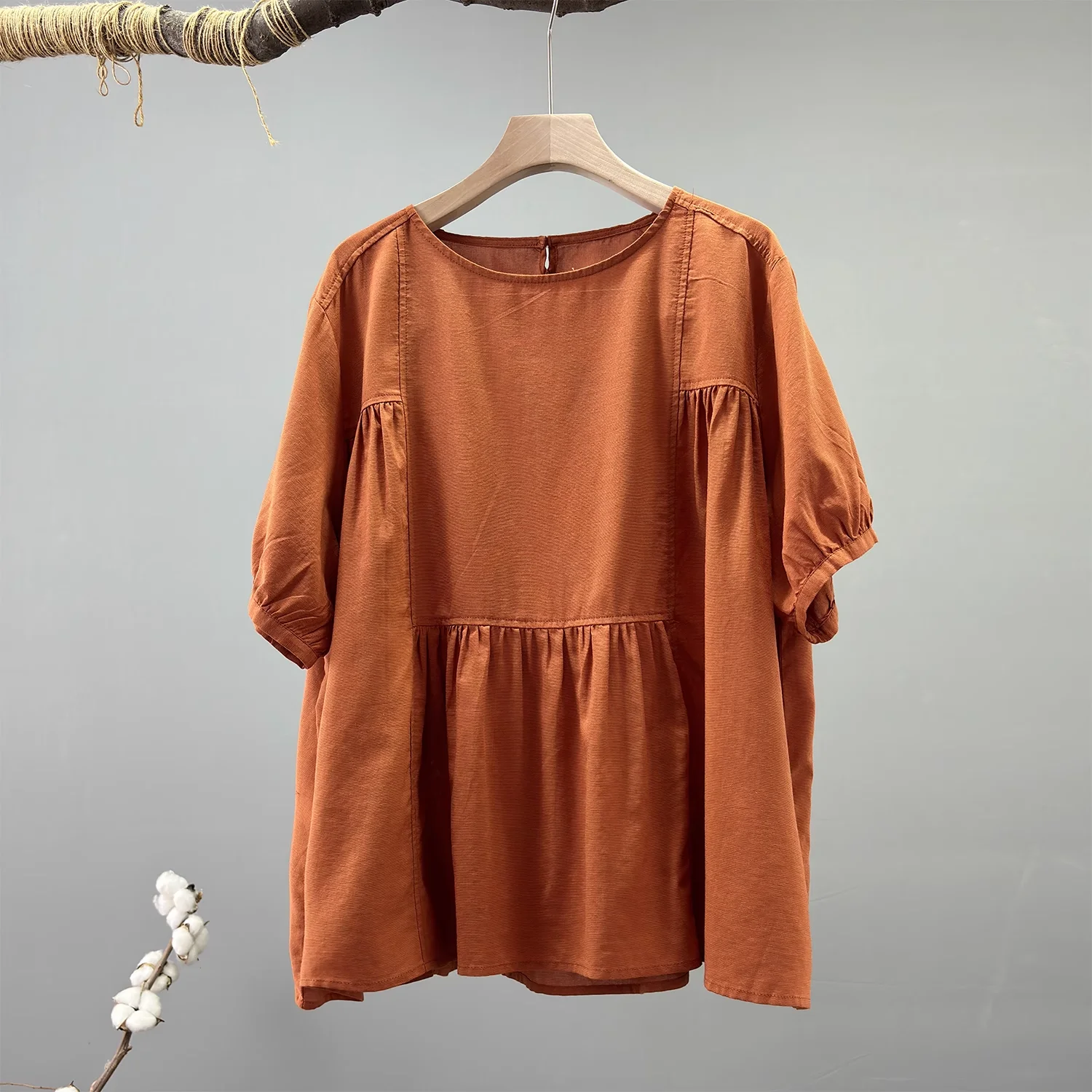 

Bust 142cm plus size tops for women Japan style pink orange coffee white shirts and blouses vintage clothes