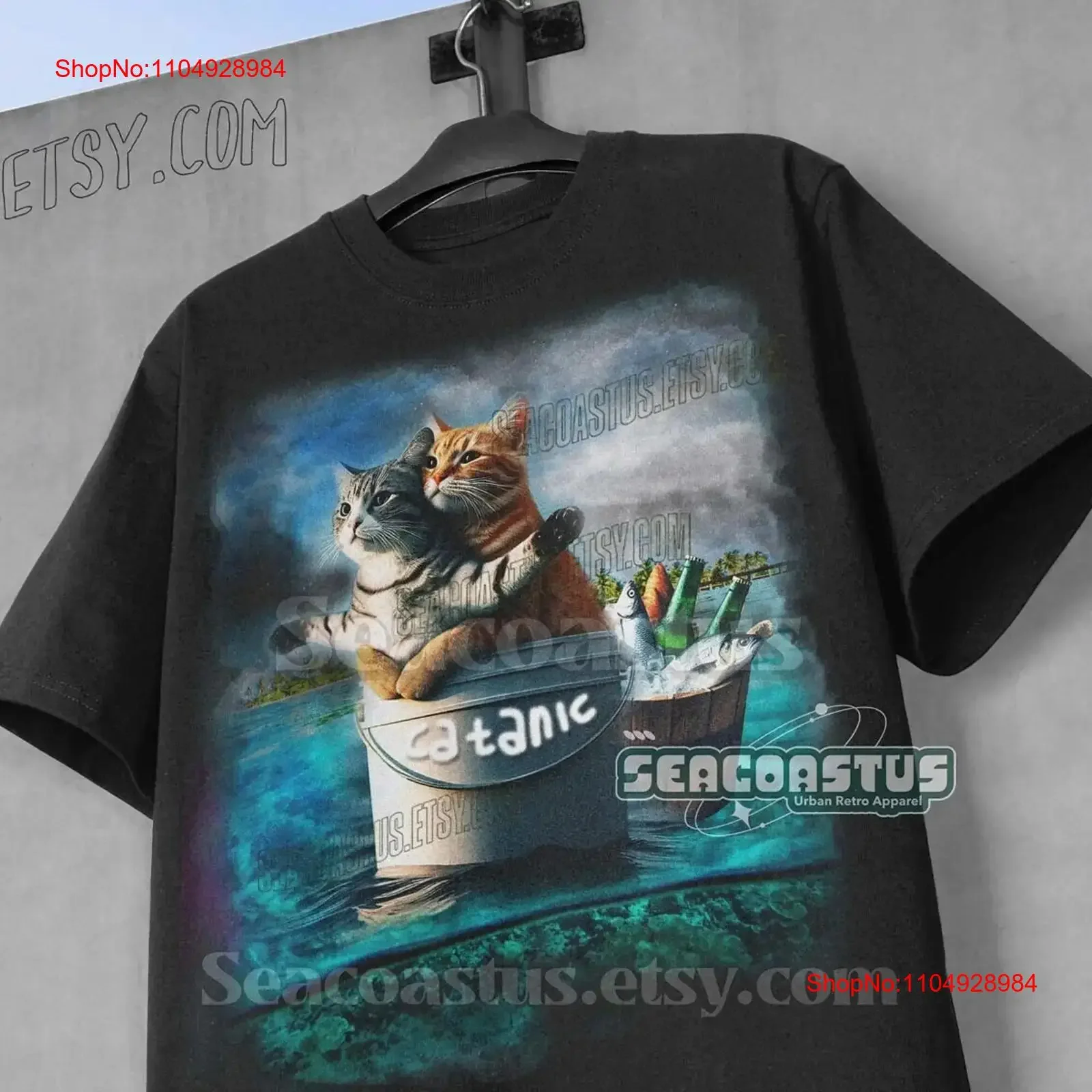 

Catanic Cat Meme T Shirt Lover Funny Weird 90s Trendy Relaxed vintage Washed Unisex Breathable Comfortable Versatile fashion
