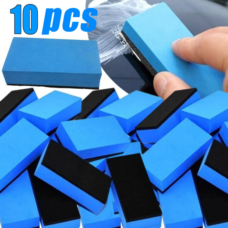 

1/10 PCS Car Ceramic Coating Sponge Applicator Glass Nano Wax Coat Sponges Blue Square Sponge and Cloth Car Cleaning Brush