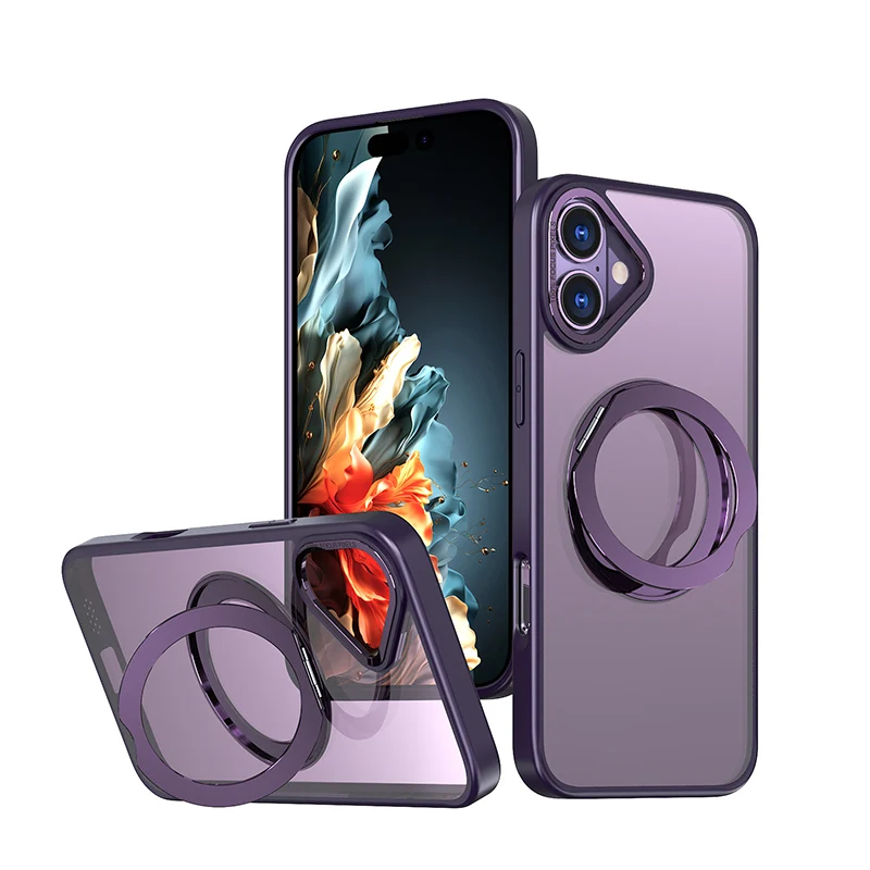 

iPhone 16, 15, 14, ProMax 12, 13, 14, 15, 16 Pro, противоударный вращающийся кольцевой чехол, нескользящий магнитный чехол из ТПУ для подставки, чехол для телефона