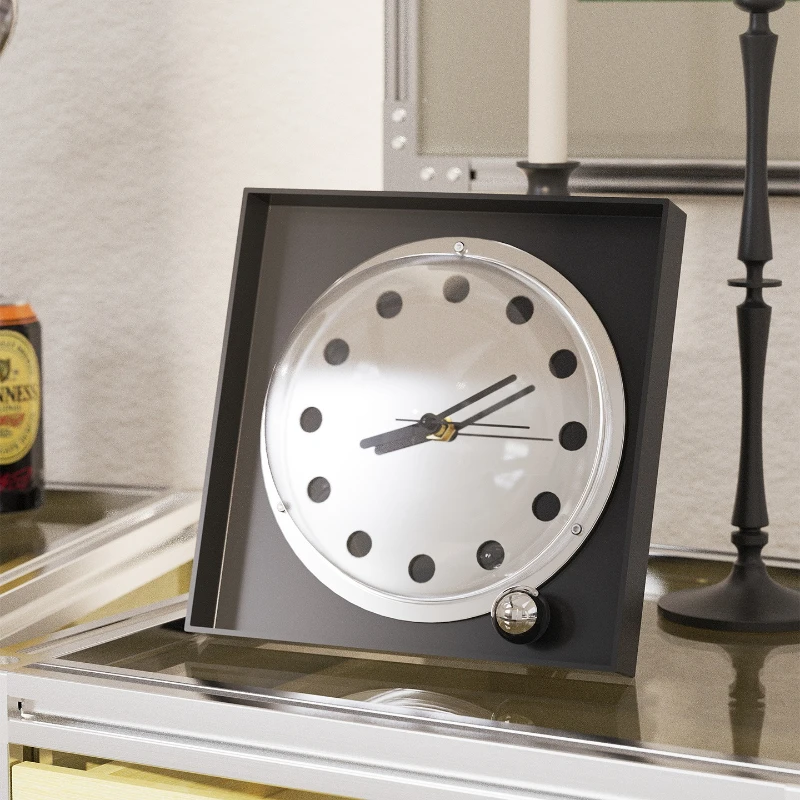 Decorative Desk Clock Modern Simple Clock Square Ornament Desktop Clocks Bedroom Living Room Dining Table Nightstand Watch