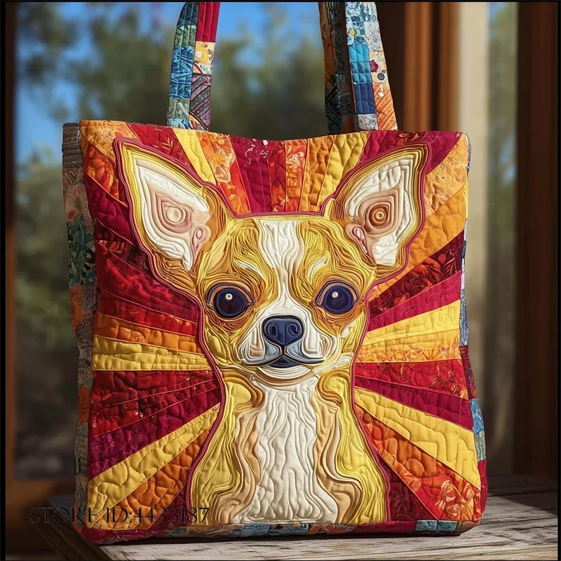 Women's Shoulder Bag Shopping Bag Large Capacity Quilted Casual Travel Bag Trendy 3D Printed Dog Handbag Personalized Gifts