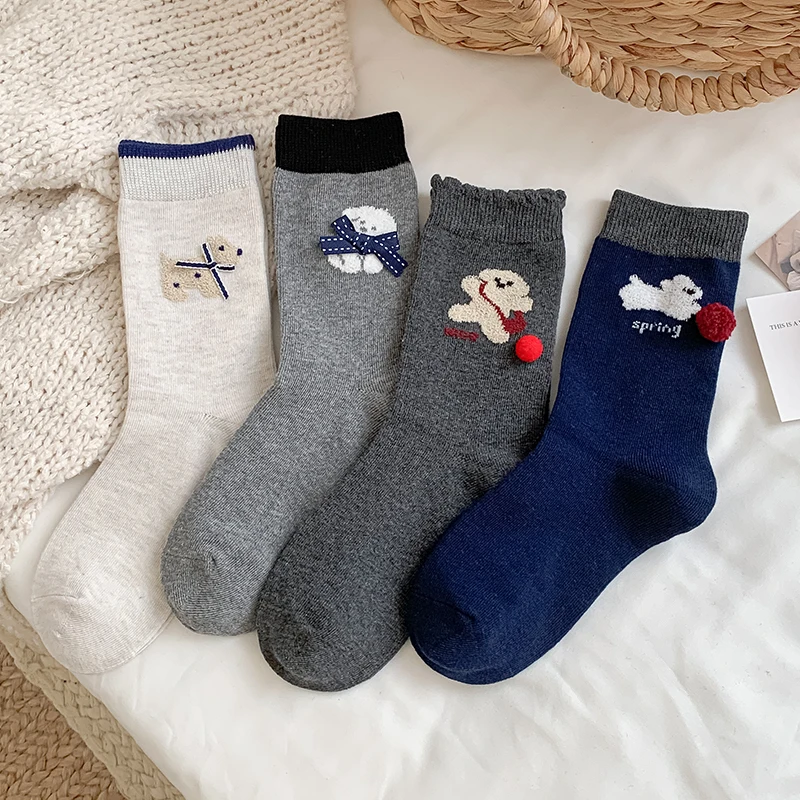 Women's Cartoon Socks New Autumn Fashion Novelties Cute Socks For Women Korean Style Casual Breathable Funny Socks Bow Kawaii
