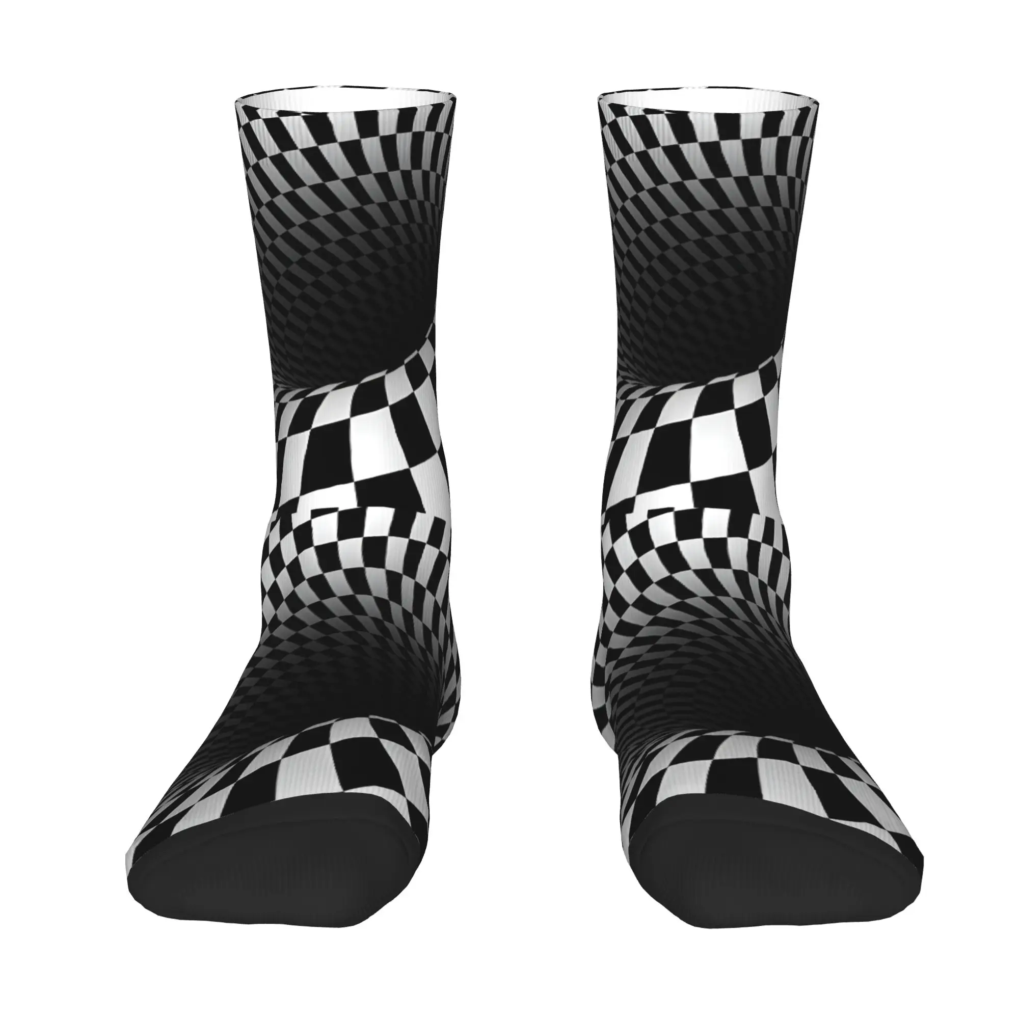 Custom 3D Vortex Optical Illusion Mens Crew Socks Unisex Funny  Spring Summer Autumn Winter Dress Socks