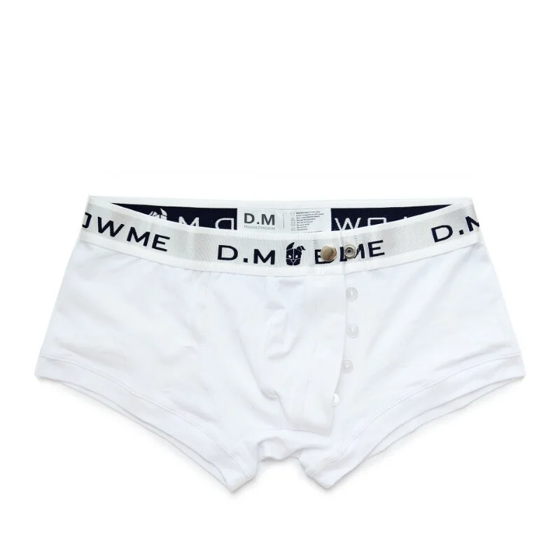 Men\'s Low Rise Sexy Underwear Boxer Business Button Design Boyshort Fashion Soft  Cotton Letters Panties