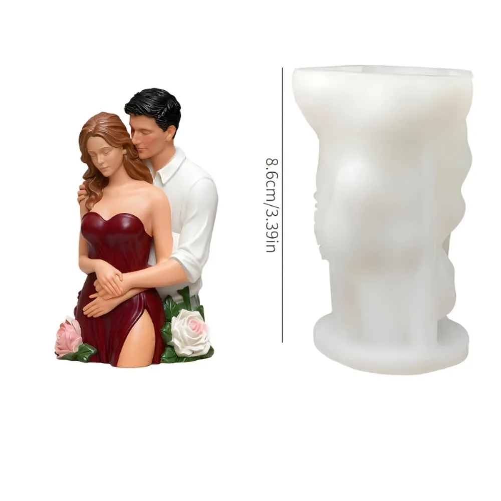 Romantic Valentine's Day Couple Candle Mold, 3D Angel Couple, Easy To Demould DIY Aromatherapy Craft Tools