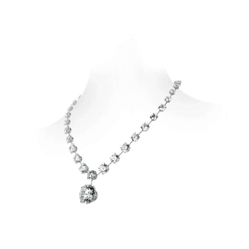 BELLUX Official Design: 925 Silver Synthetic Zircon White Four Claw Full Diamond Sparkling Simple Necklace