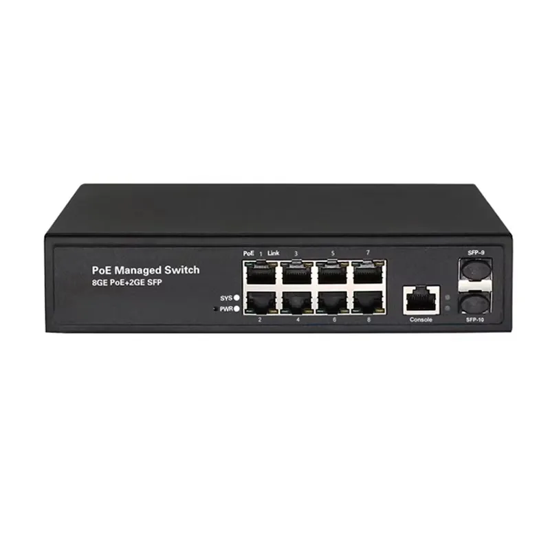 8 Port Gigabit L2 Managed Network 802.3at PoE+ 120W Switch RSTP IGMP 2 X 1G SFP PoE Switch for IP Camera