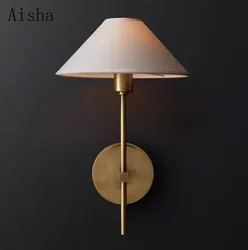 American style fabric wall lamp living room background sconces Nordic room bedroom bedside lamp designer model room lighting
