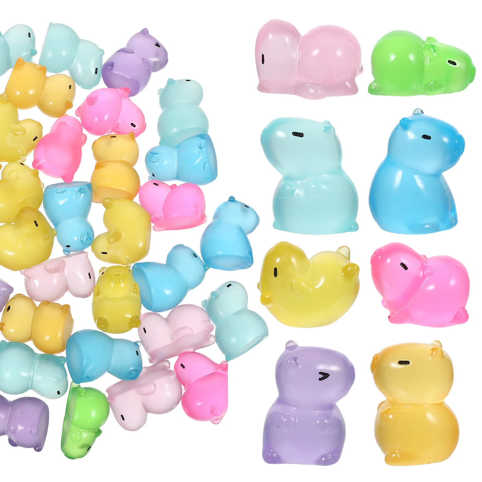 

40Pcs Night Light Ornaments Glow in Dark Mini Resin Animals Cute Desktop Decor Micro Landscape Accessories