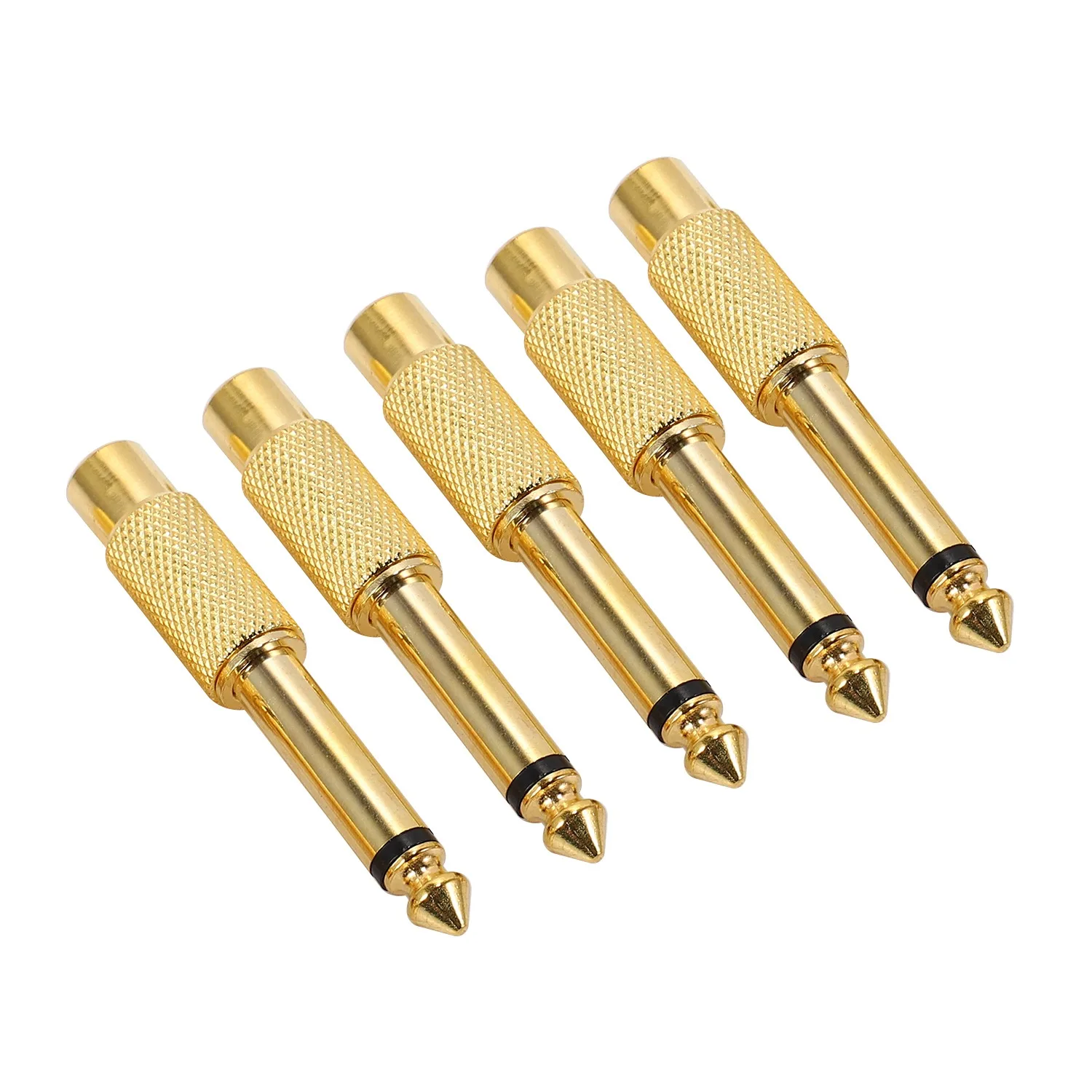 5x Gold Plated 6.35mm 1/4 inch Male Mono Plug to RCA Female 6.5mm Jack Audio Stereo Adapter Connector Plug TS Converter Sound Mi